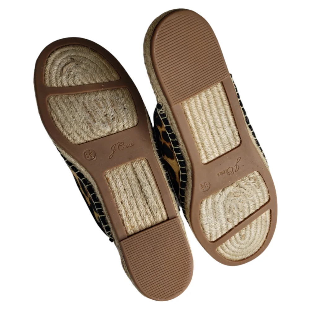 J. Crew Leopard Print Espadrille Mules in Brown and Black